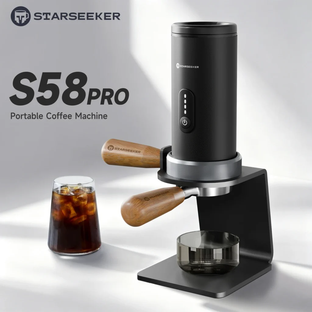 STARSEEKER S58/S58Pro Tragbare Espressomaschine mit kabelloser Heizung und bodenlosem Griff für bodenlose Extraktion