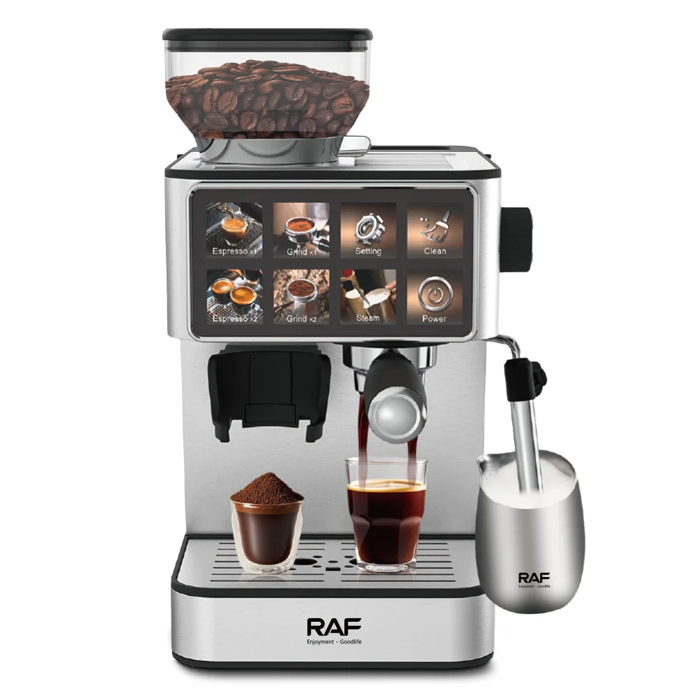 Vollautomatische 3-in-1-Espressomaschine nach EU-Normen, elegante elektrische Kaffeemaschine, 15 bar Druck, Touchscreen
