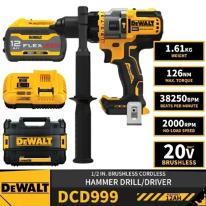DEWALT DCD999 Akku-Schlagbohrschrauber-Kit 1/2 Zoll, bürstenlos, 20 V, 38.250 Schläge/min, 126 Nm, mit Akku-Ladegerät